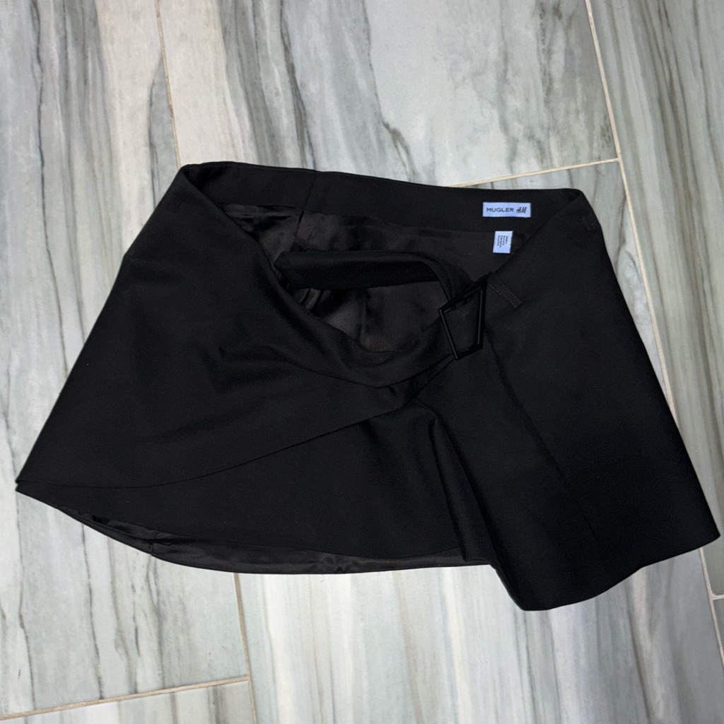 Mugler For H&M Black Wrap Skirt